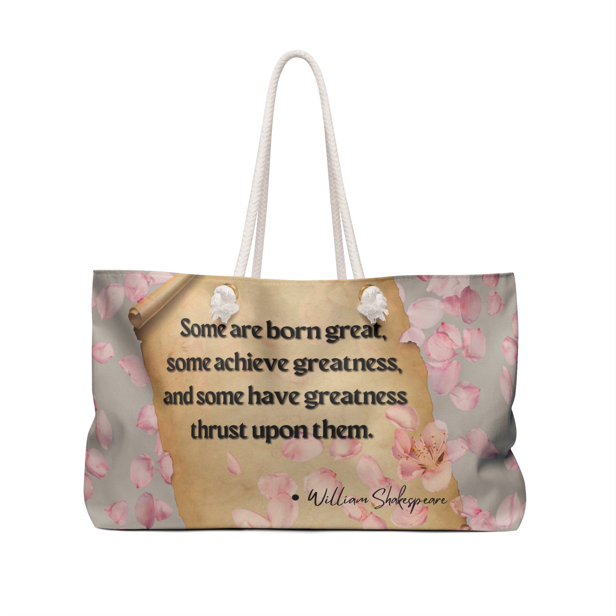 CM W. Shakespeare Quote Tote. Oversized 24"x13" Rope-Handle Canvas Bag