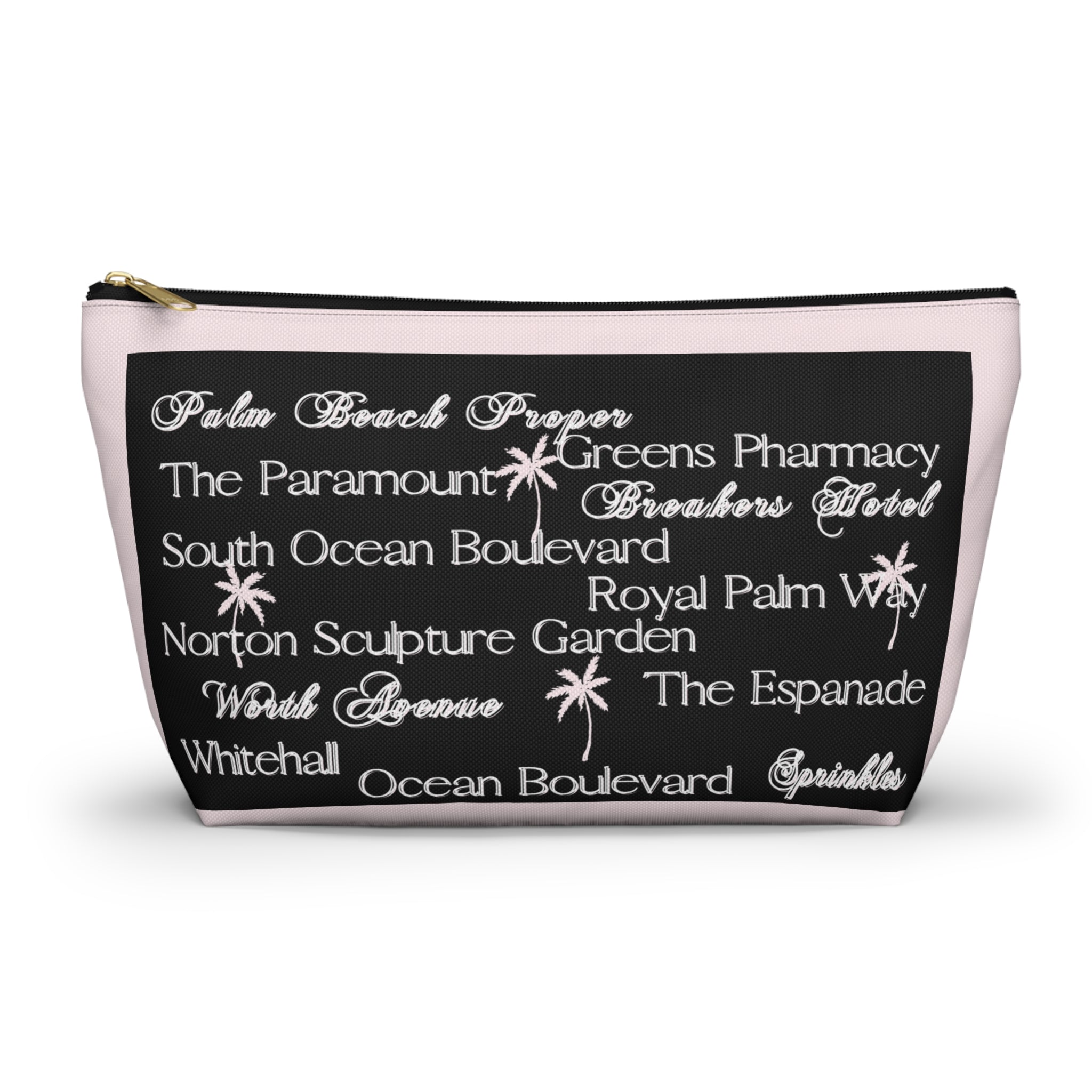 Accessory Pouch w T-bottom Palm Beach blk pnk