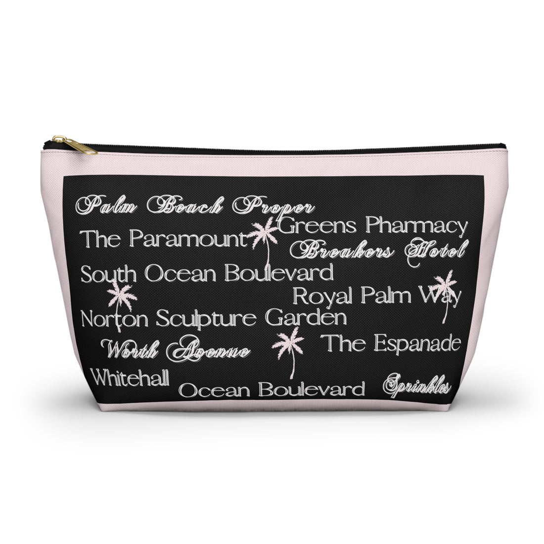 Accessory Pouch w T-bottom Palm Beach blk pnk