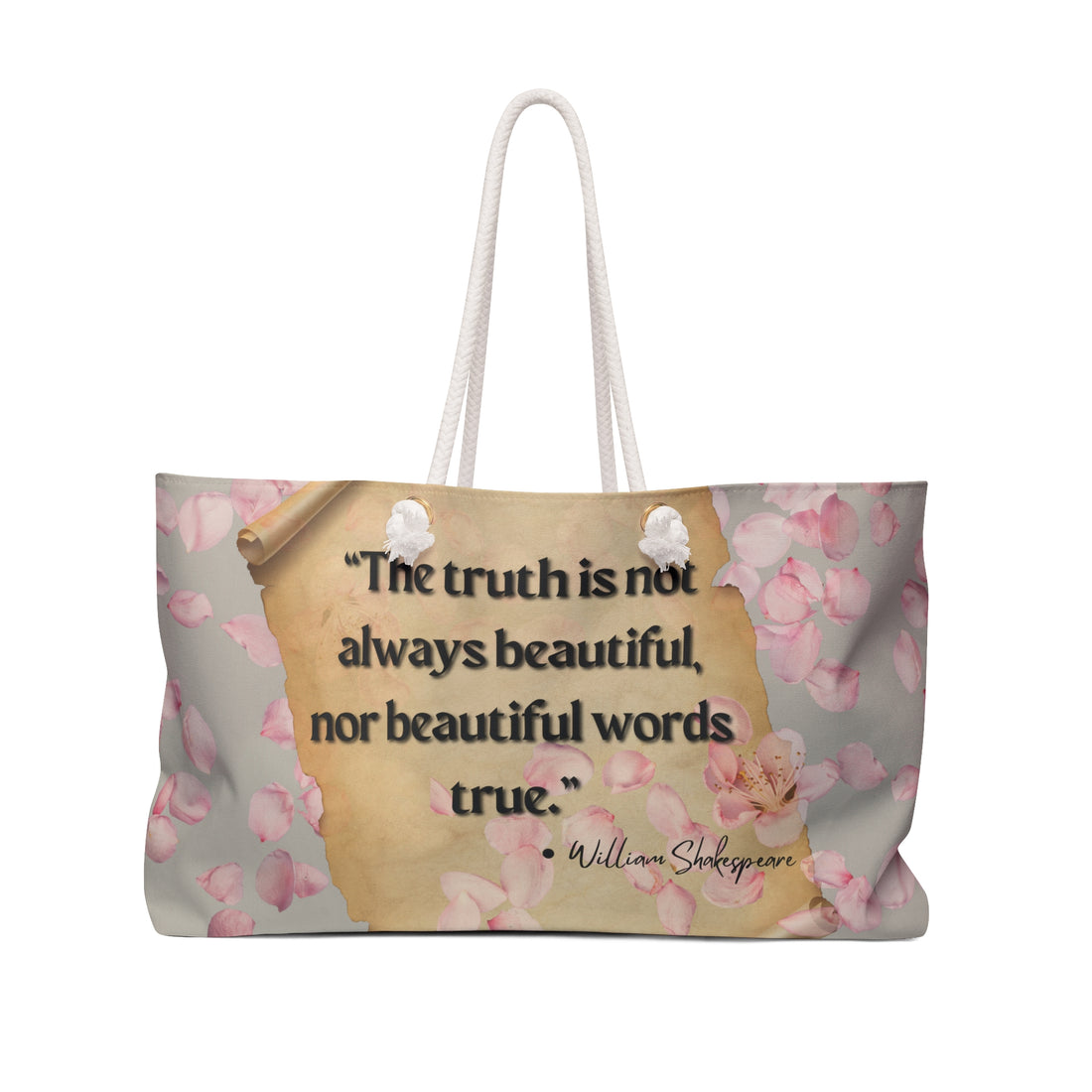 CM W. Shakespeare Quote Tote. Oversized 24"x13" Rope-Handle Canvas Bag