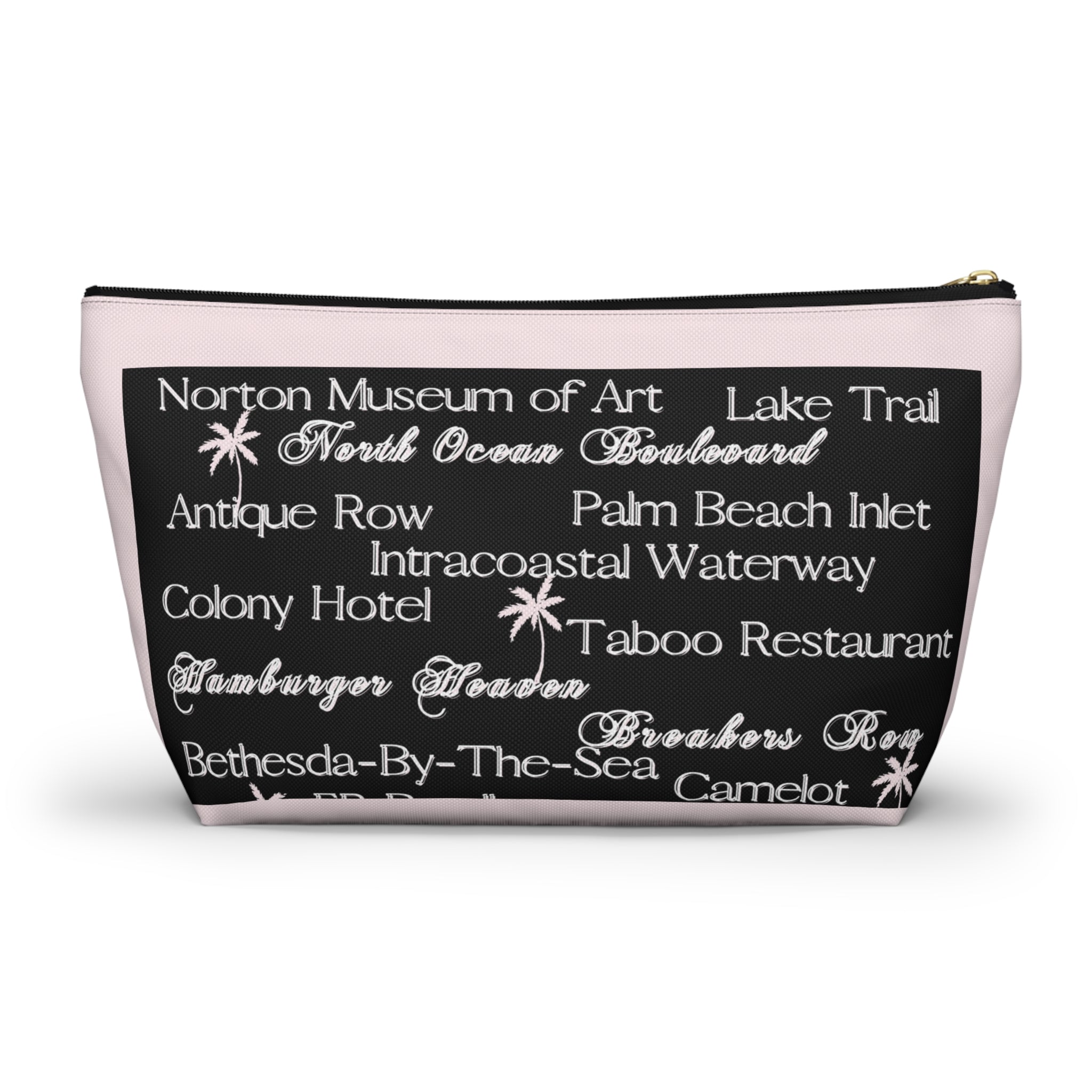 Accessory Pouch w T-bottom Palm Beach blk pnk