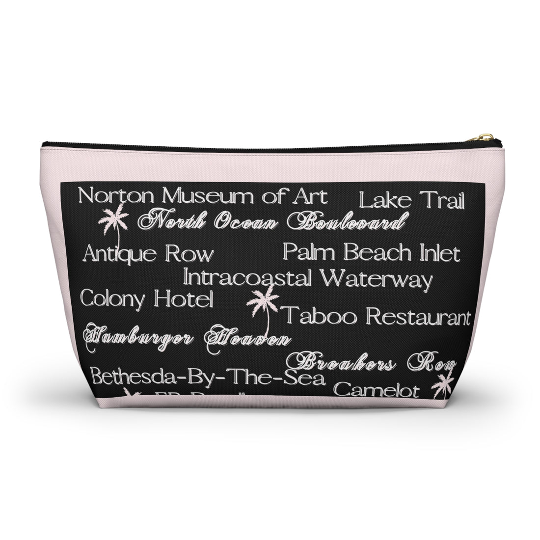 Accessory Pouch w T-bottom Palm Beach blk pnk