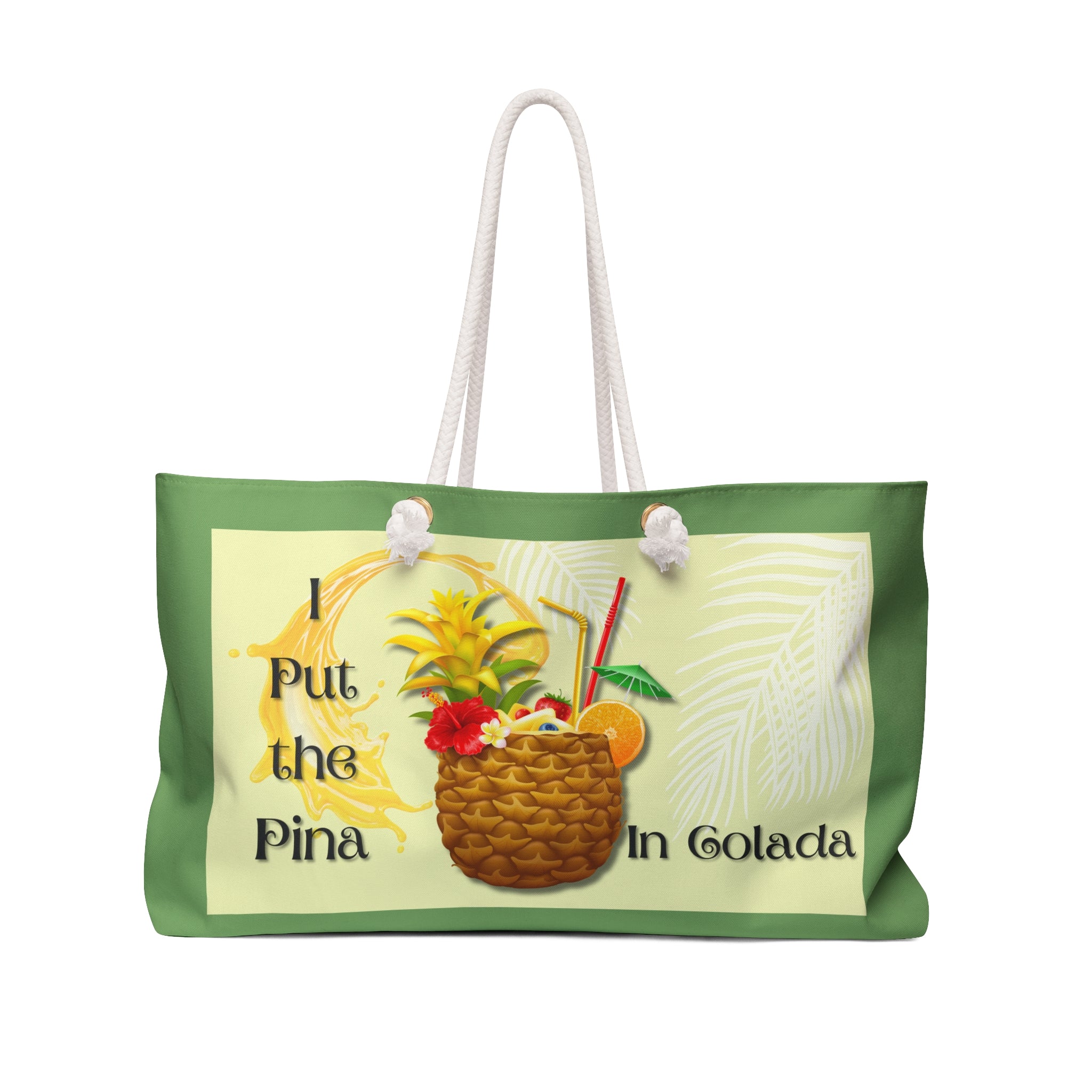 CM Pina Colada Tote — Oversized 24"x13" Rope-Handle Beach Bag