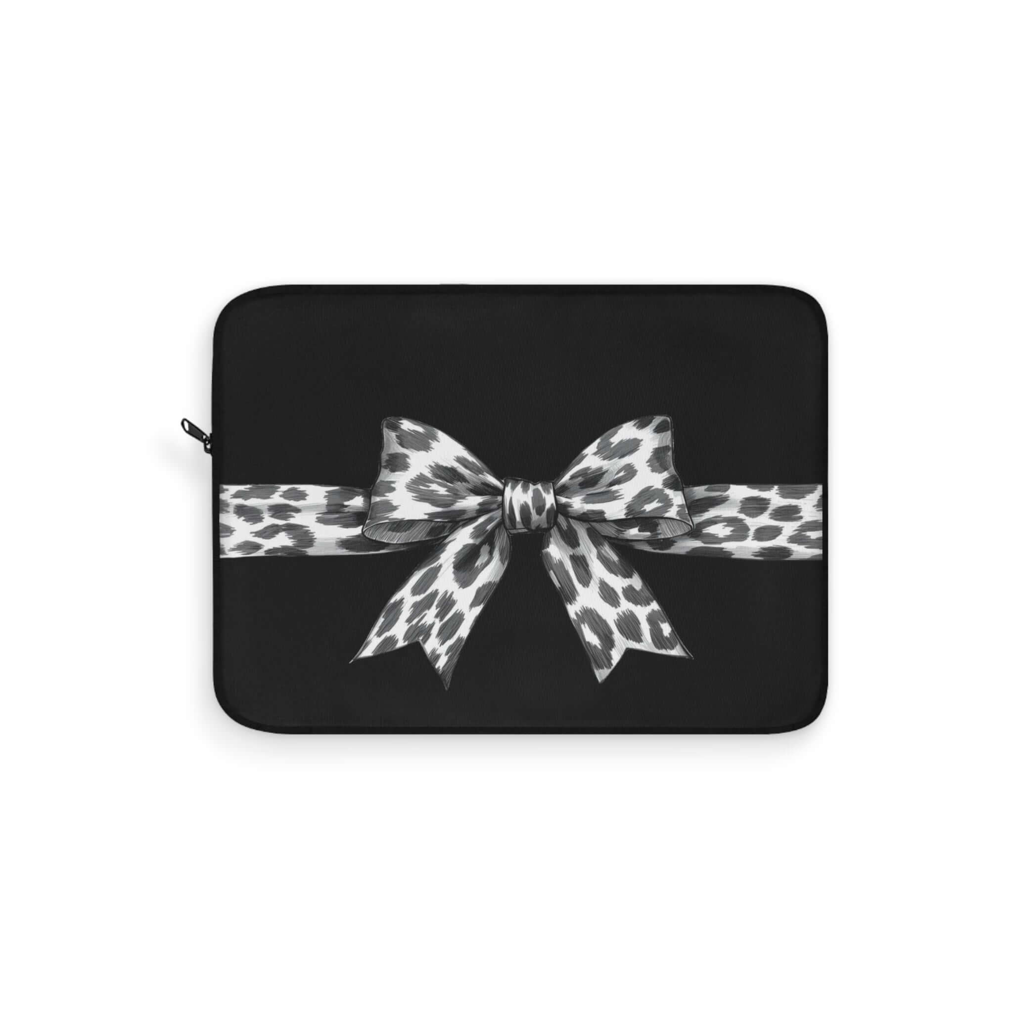 Laptop Sleeve Leopard Bow  | Chic Tech Accessory
