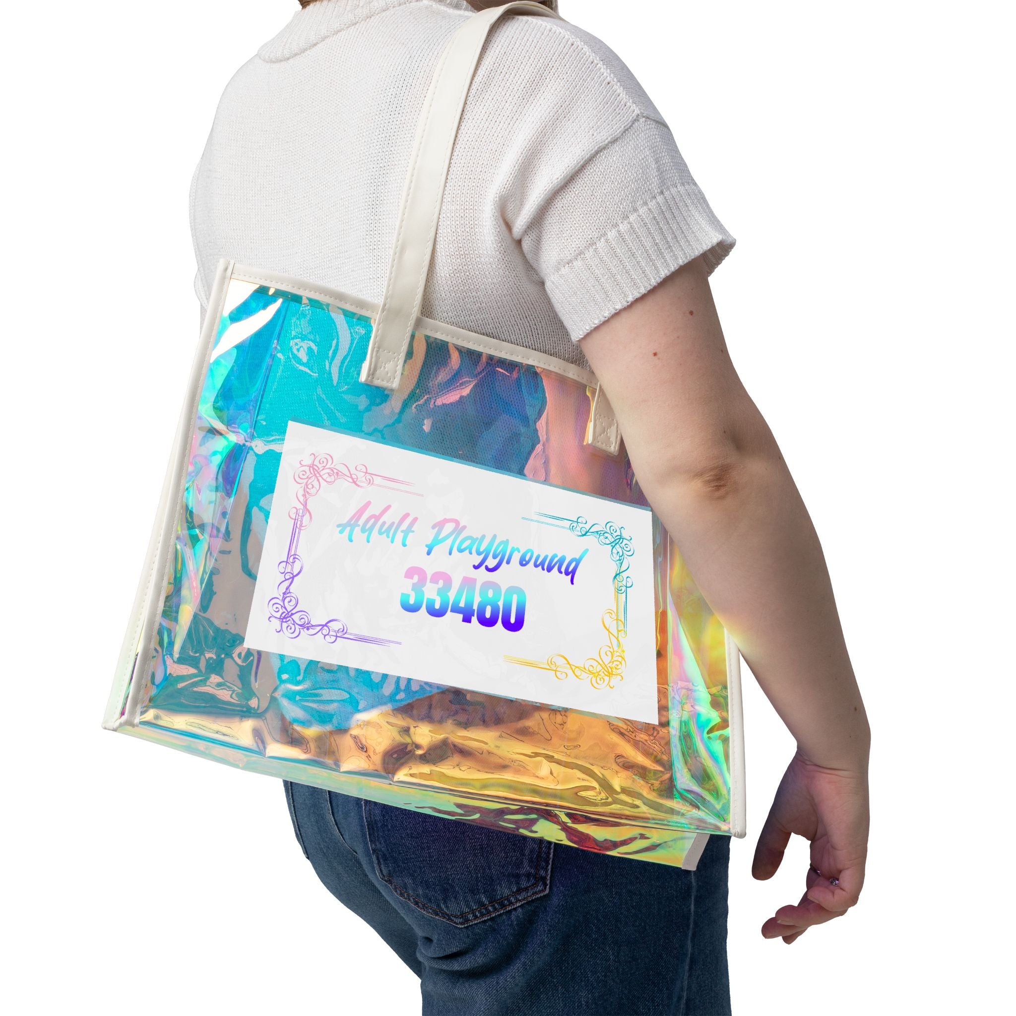 Holographic Beach Tote Bag | Iridescent Summer Carryall