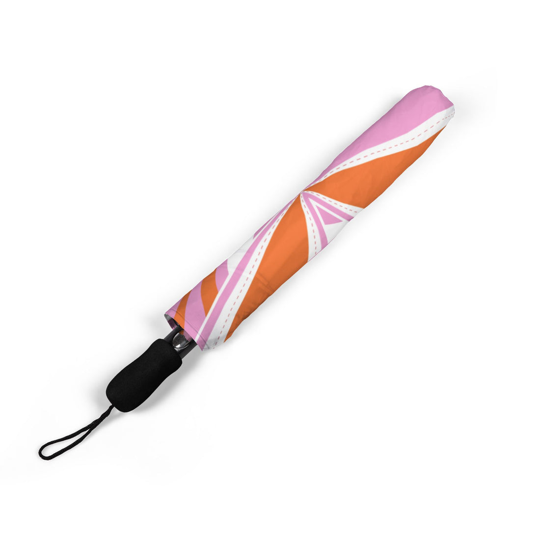 Pucci Foldable Umbrella — Retro Pink & Orange Wave Pattern, Semi-Automatic Travel Umbrella