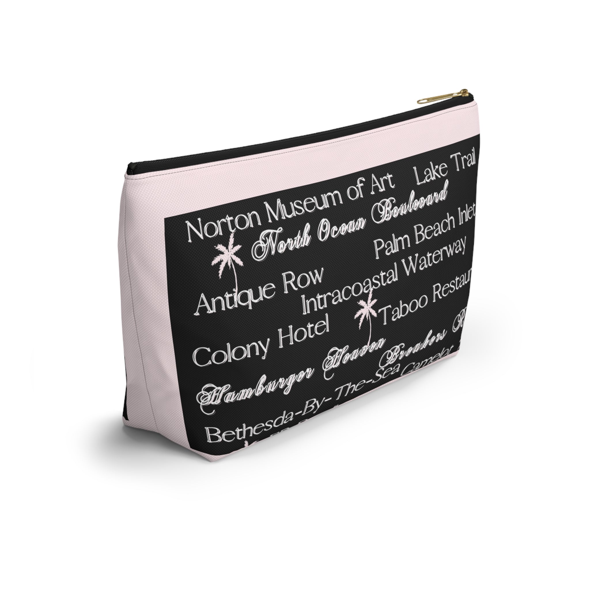 Accessory Pouch w T-bottom Palm Beach blk pnk