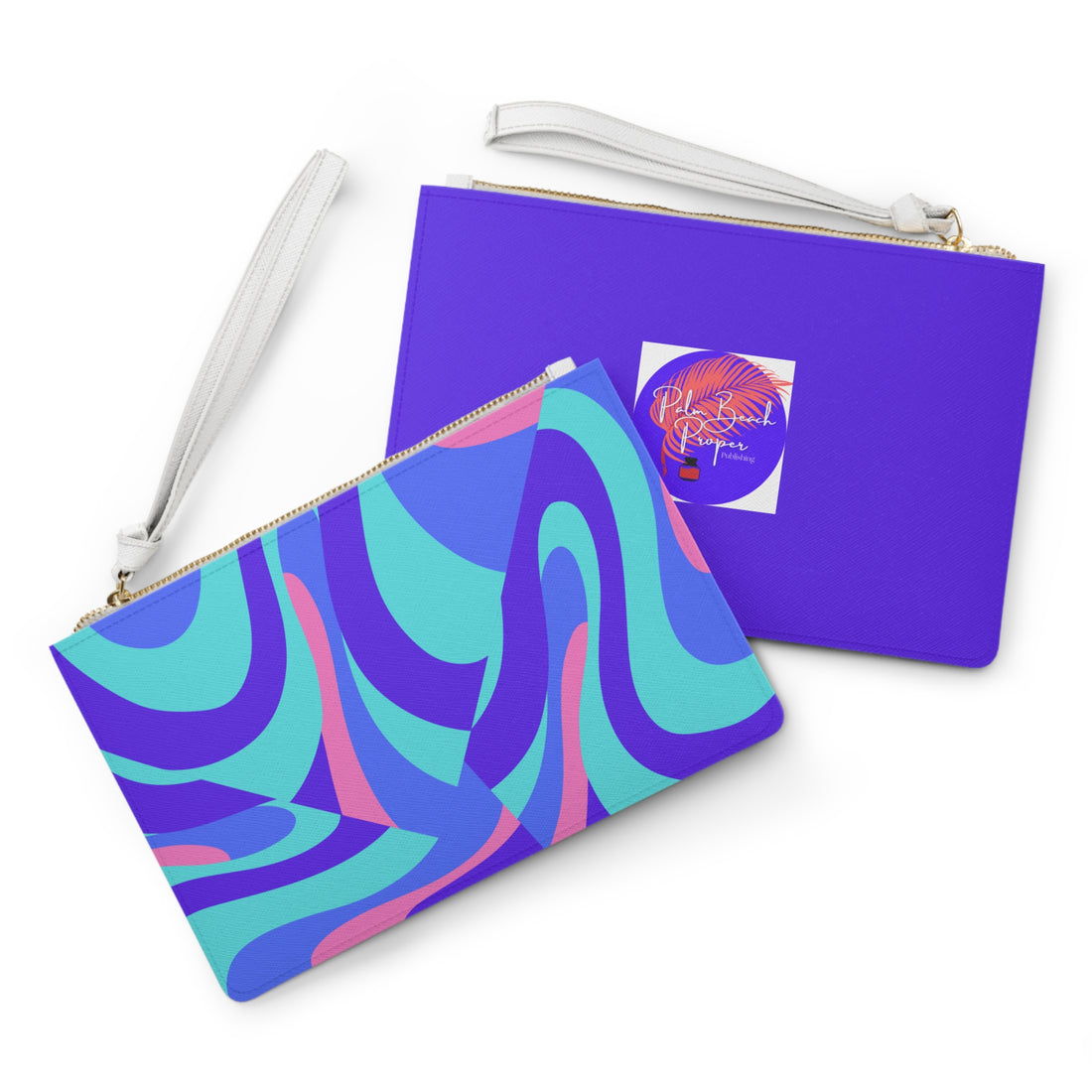Purple Aqua Clutch Bag — Chic Saffiano Clutch