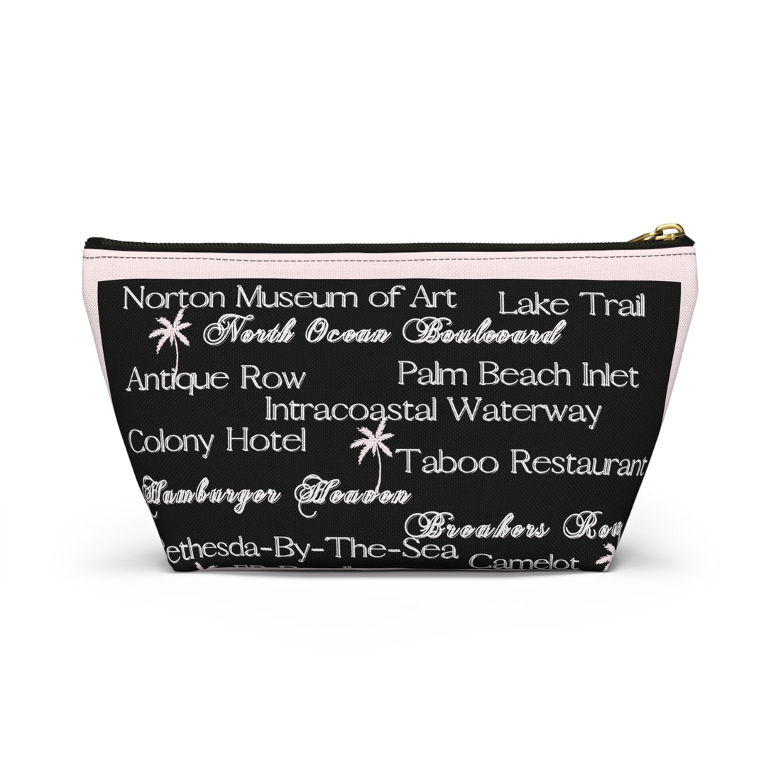Accessory Pouch w T-bottom Palm Beach blk pnk
