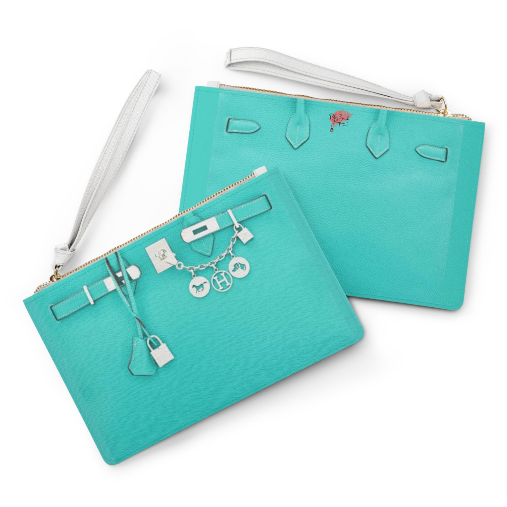 Aqua Inspired Clutch Bag — Saffiano Wristlet
