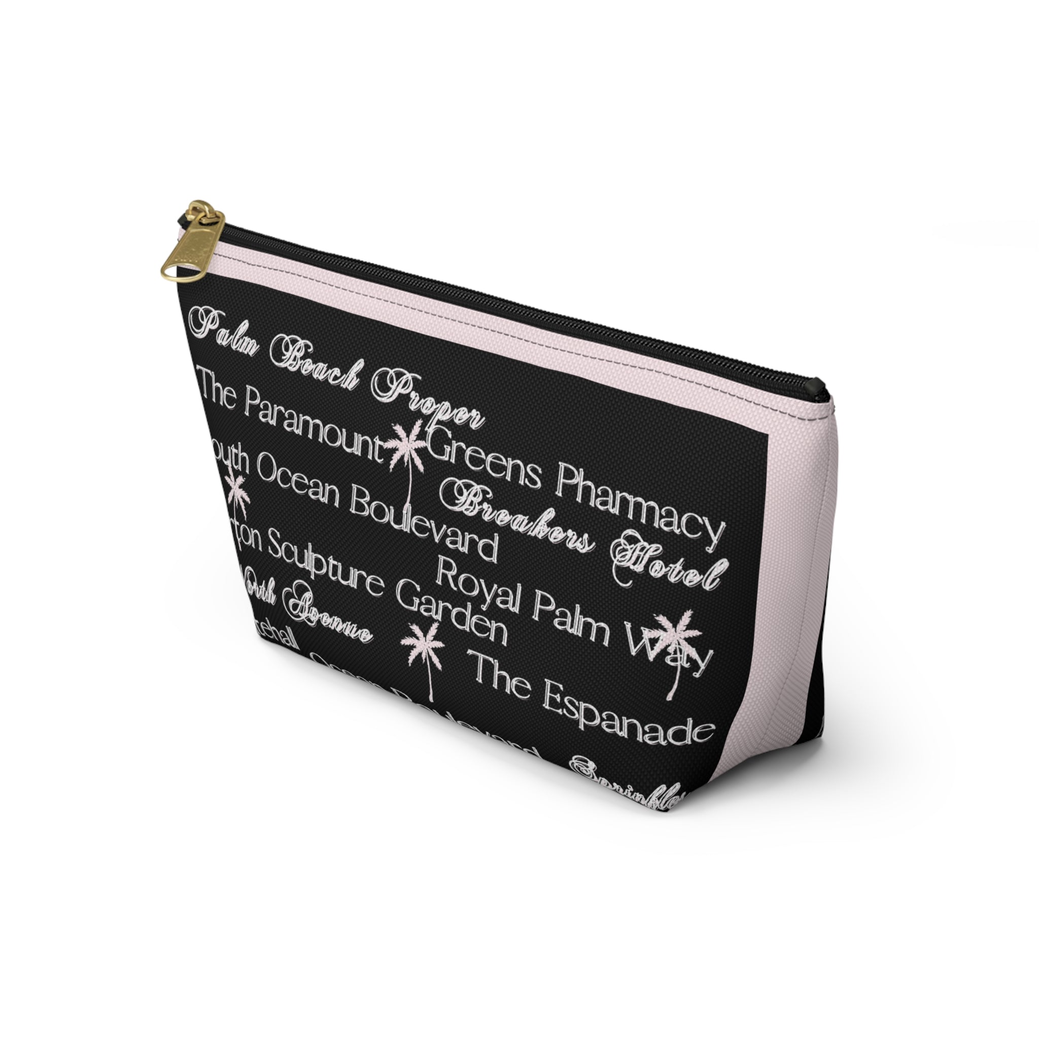 Accessory Pouch w T-bottom Palm Beach blk pnk