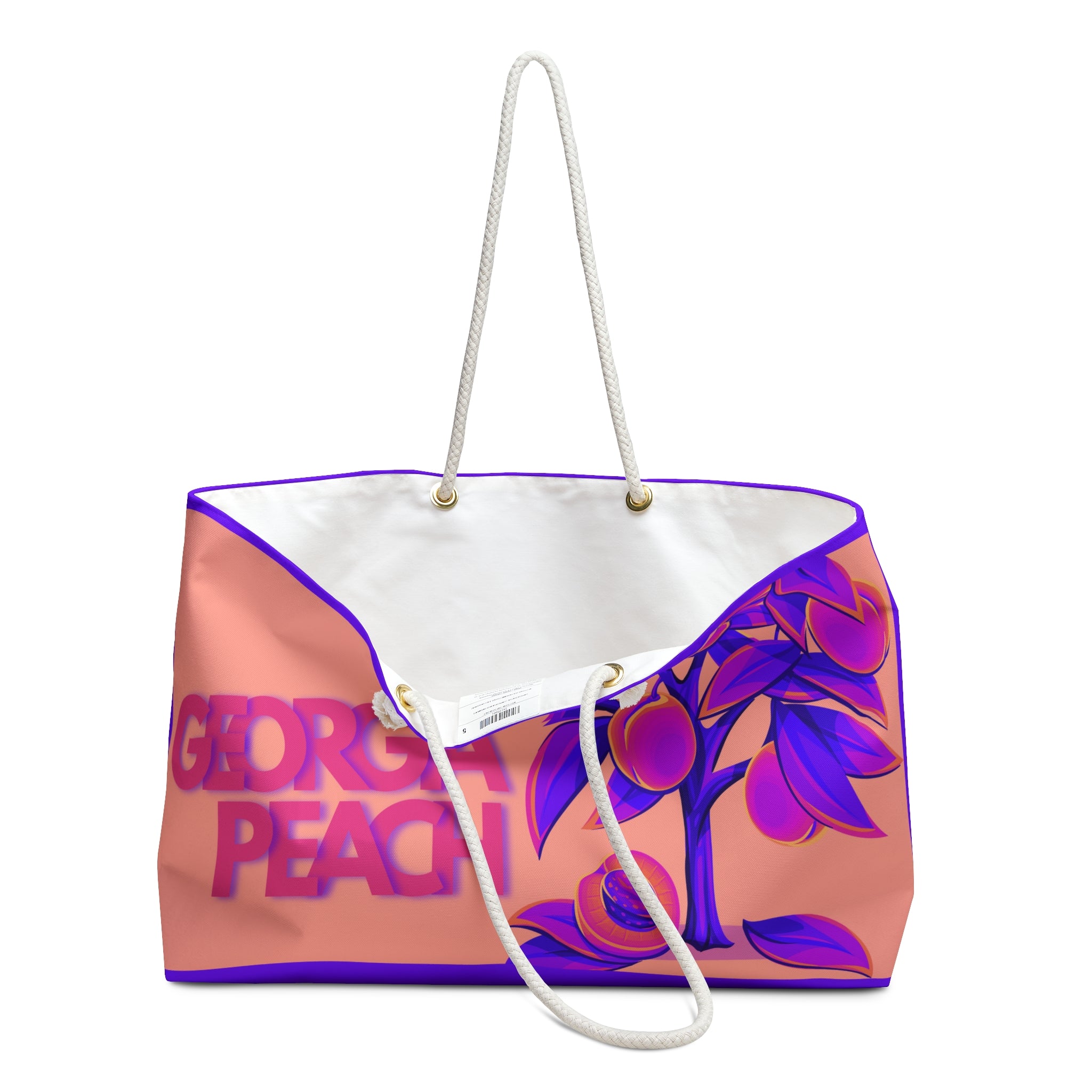 Georgia Peach Map Tote — Oversized 24"x13" Rope-Handle Beach Tote