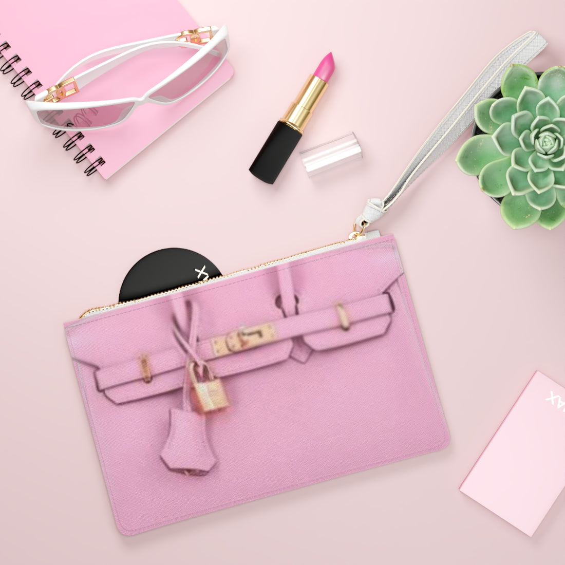 Designer Inspired Pink Clutch Bag