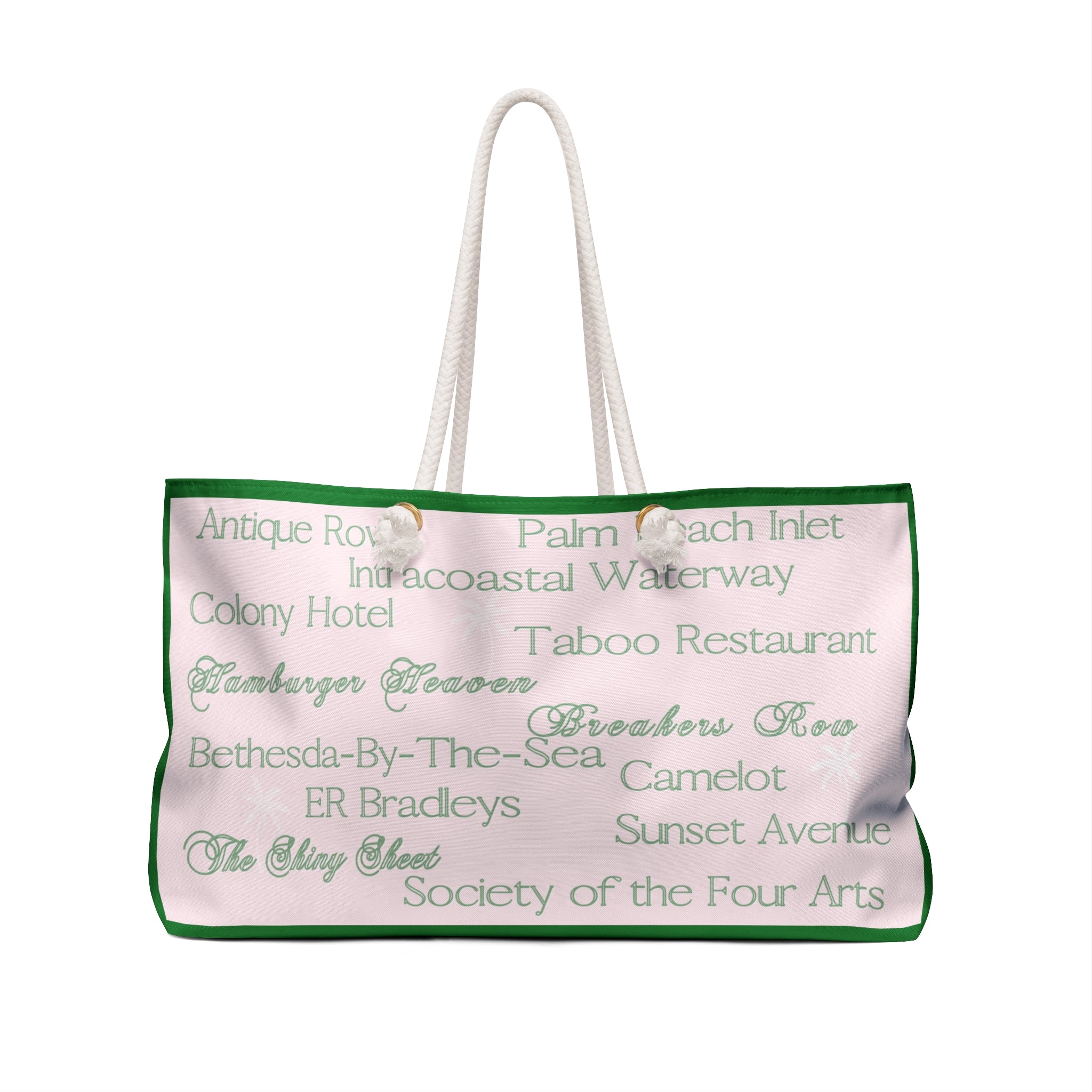 CM Pink and Green Palm Beach Tote – Oversized Canvas Bag