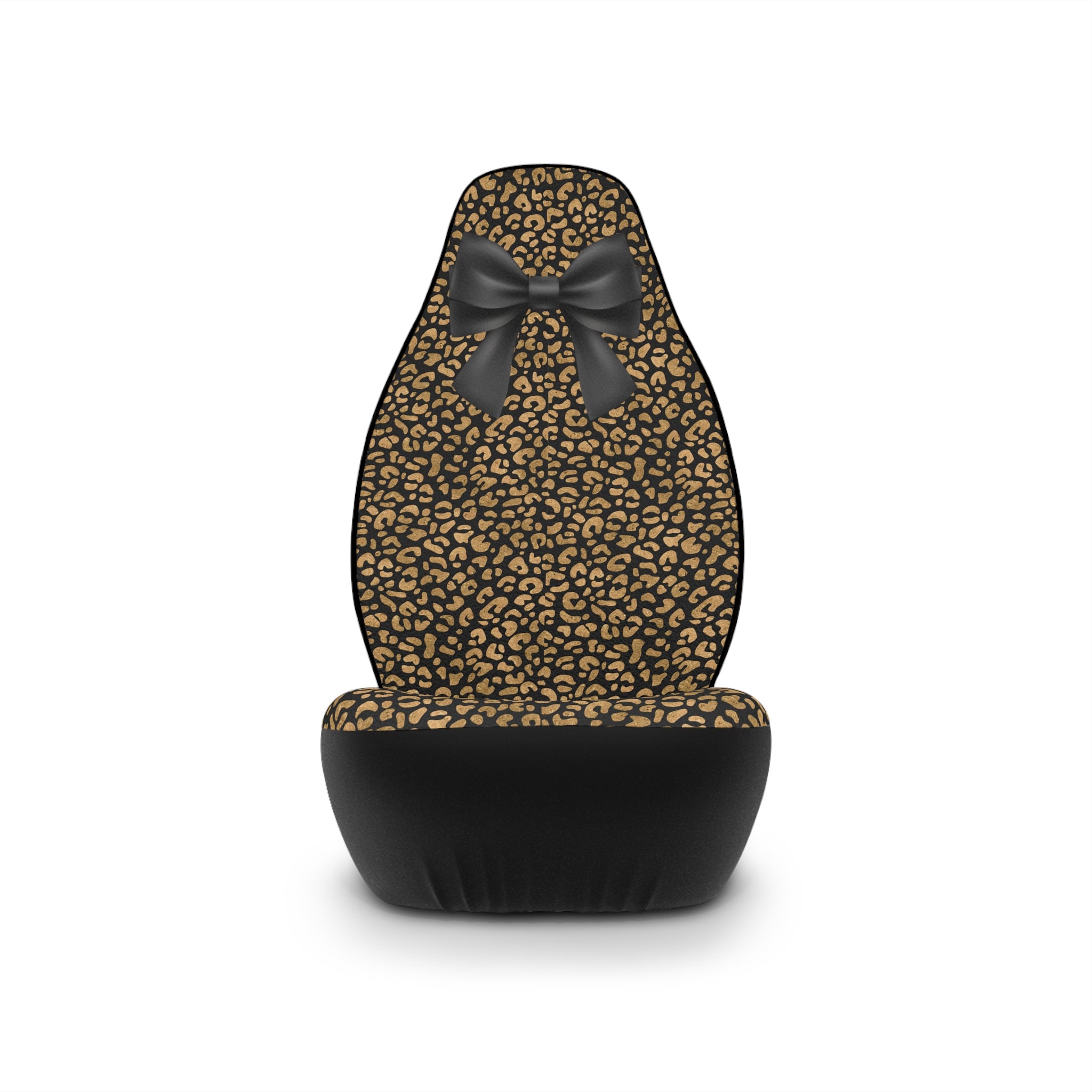 Leopard Bow Car Seat Covers — Chic Animal Print Auto Seat Protector