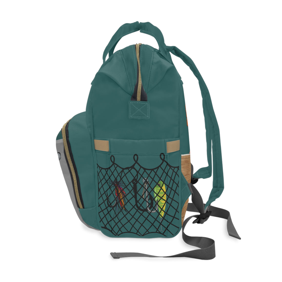 Diaper Backpack posing as a tackle Box for Dad