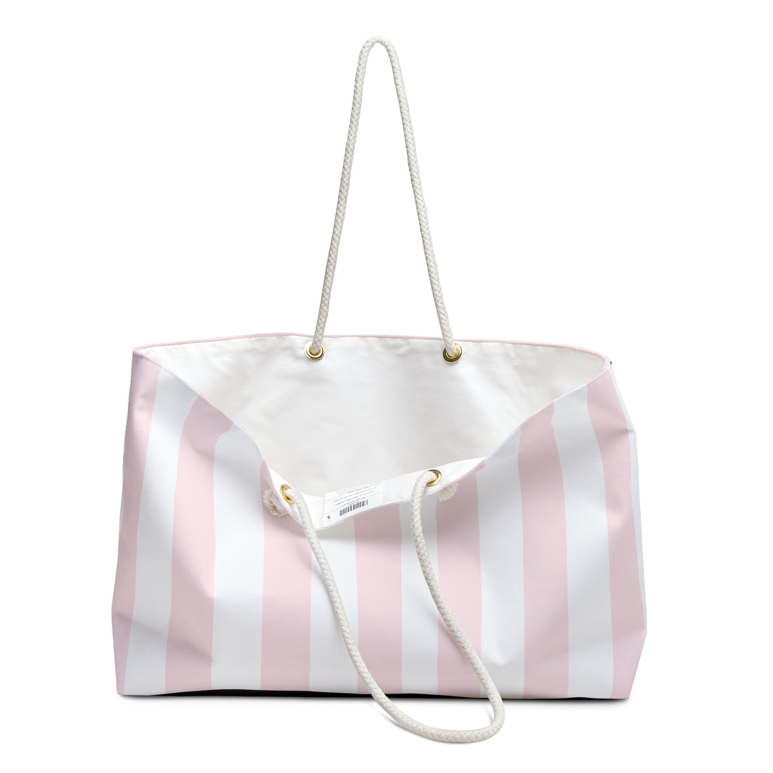 CM Pink Stripe Tote – Oversized Canvas Weekender Bag