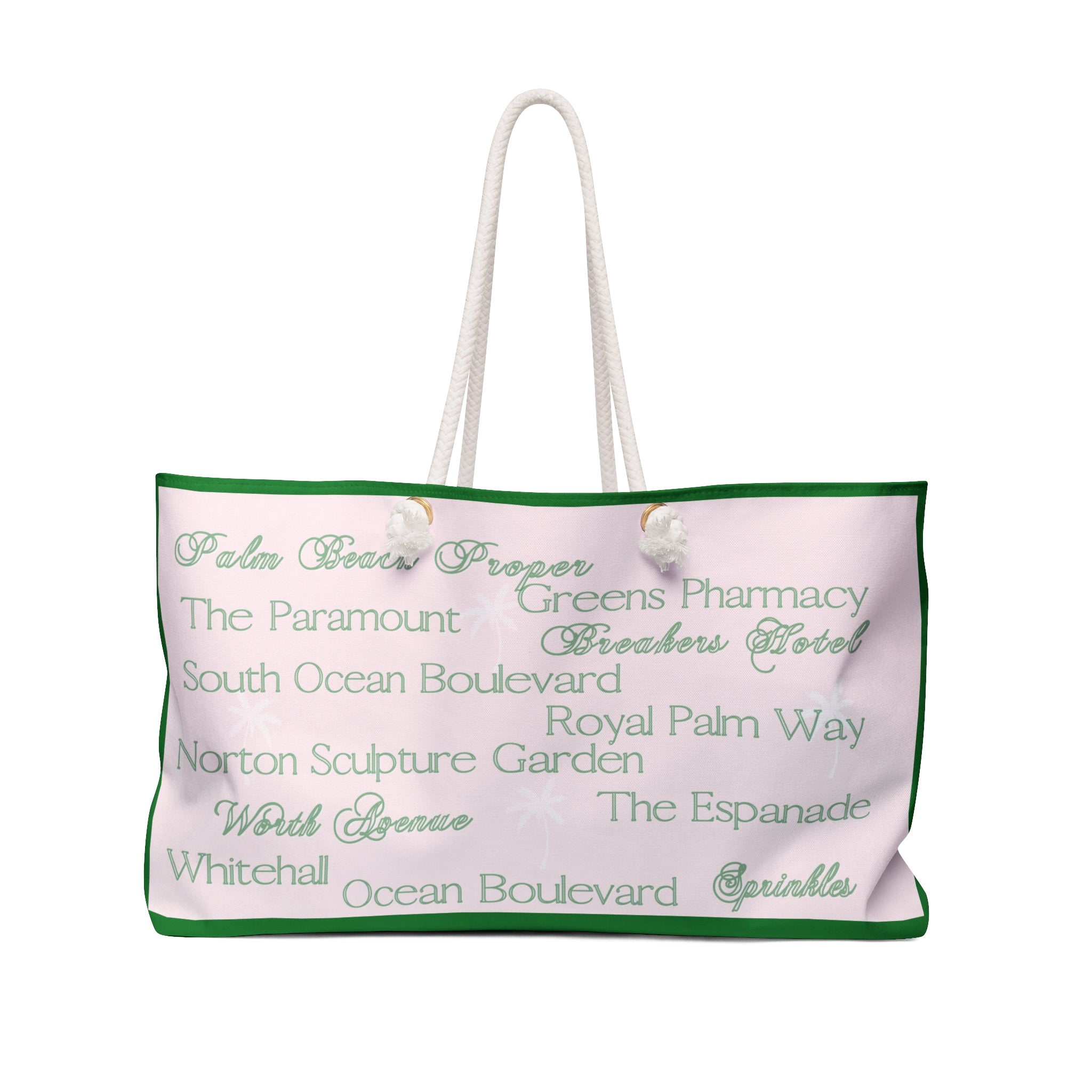 CM Pink and Green Palm Beach Tote – Oversized Canvas Bag