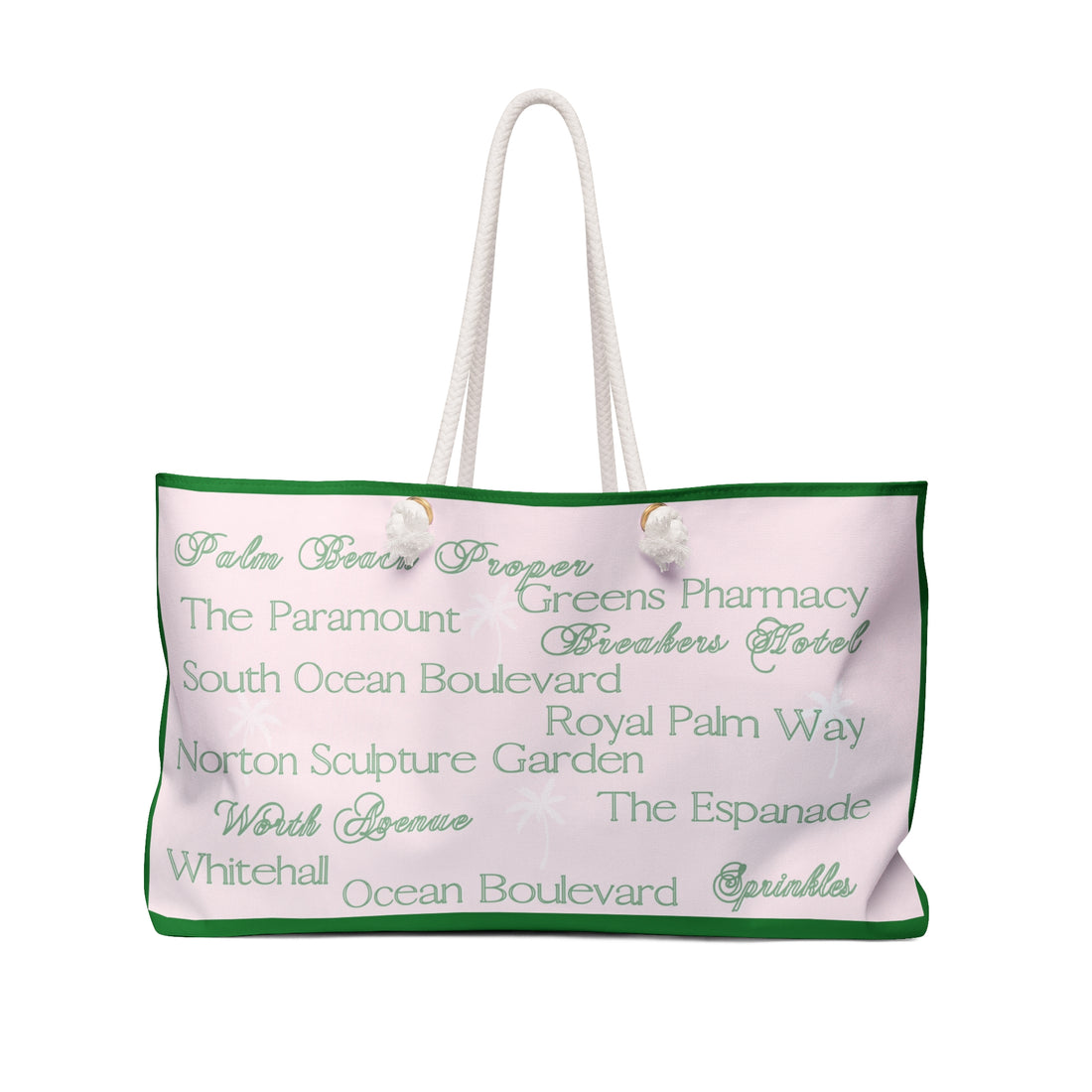 CM Pink and Green Palm Beach Tote – Oversized Canvas Bag