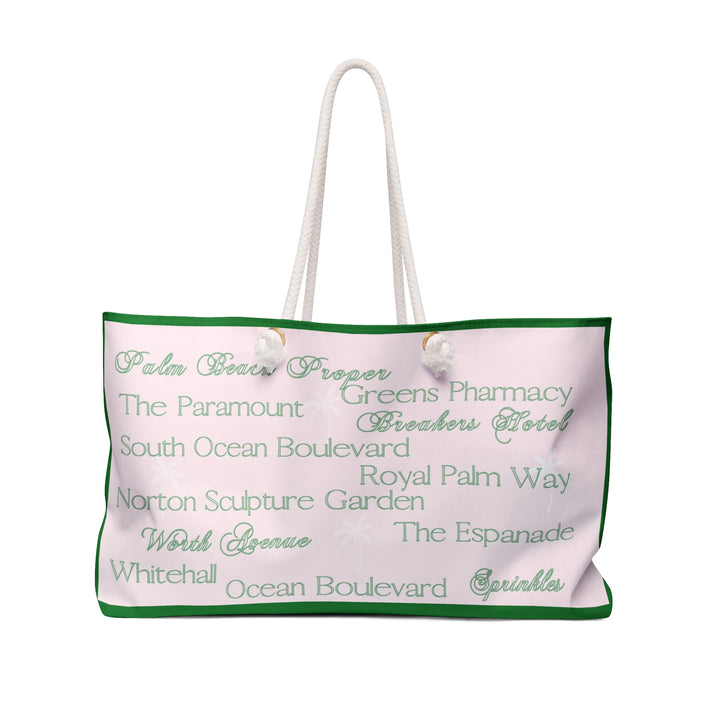 CM Pink and Green Palm Beach Tote – Oversized Canvas Bag