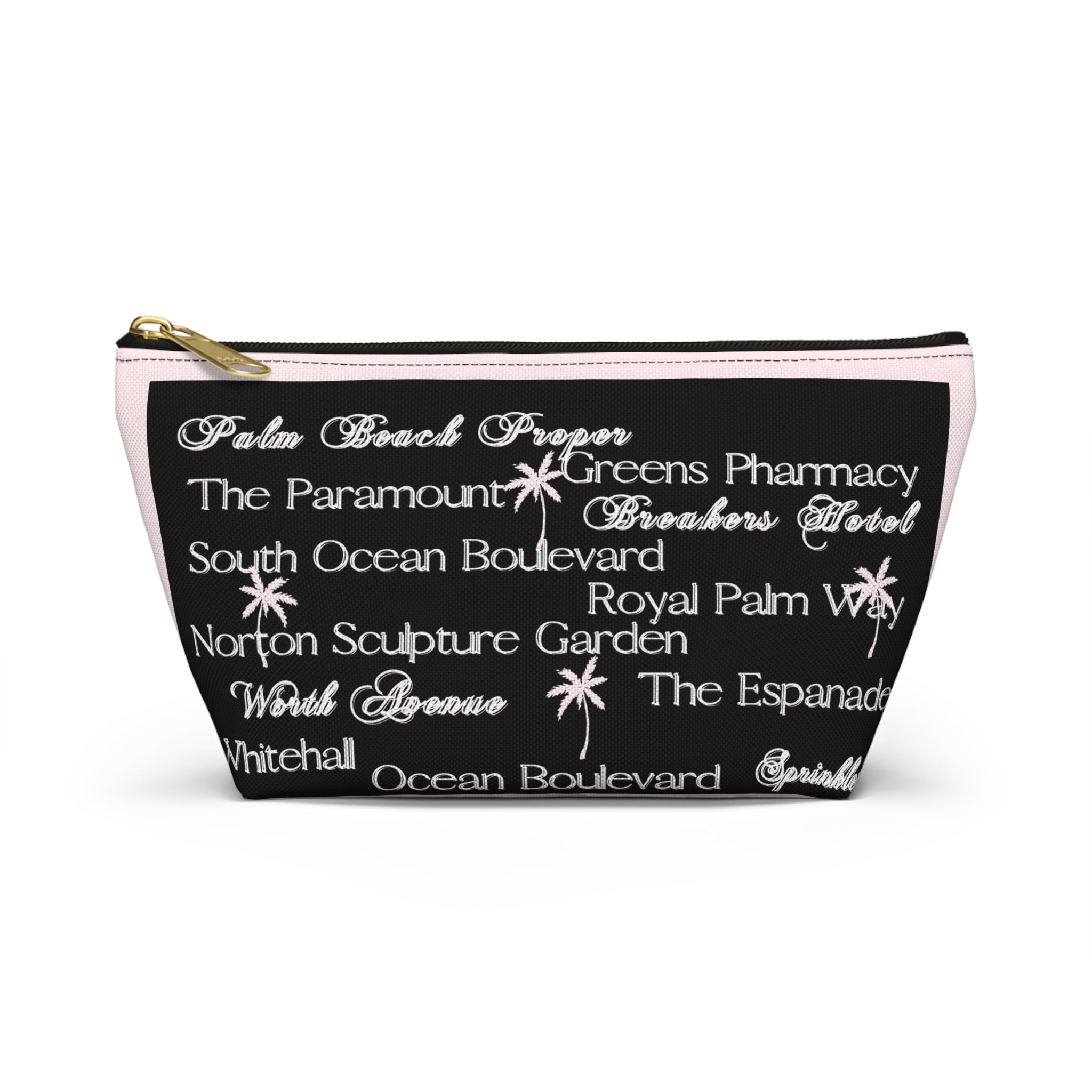 Accessory Pouch w T-bottom Palm Beach blk pnk