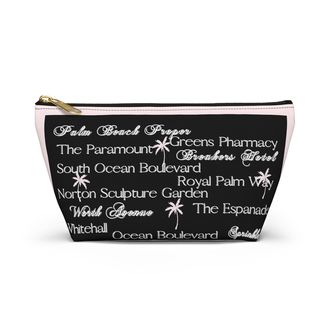 Accessory Pouch w T-bottom Palm Beach blk pnk