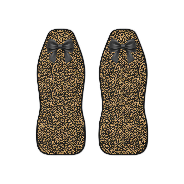 Leopard Bow Car Seat Covers — Chic Animal Print Auto Seat Protector