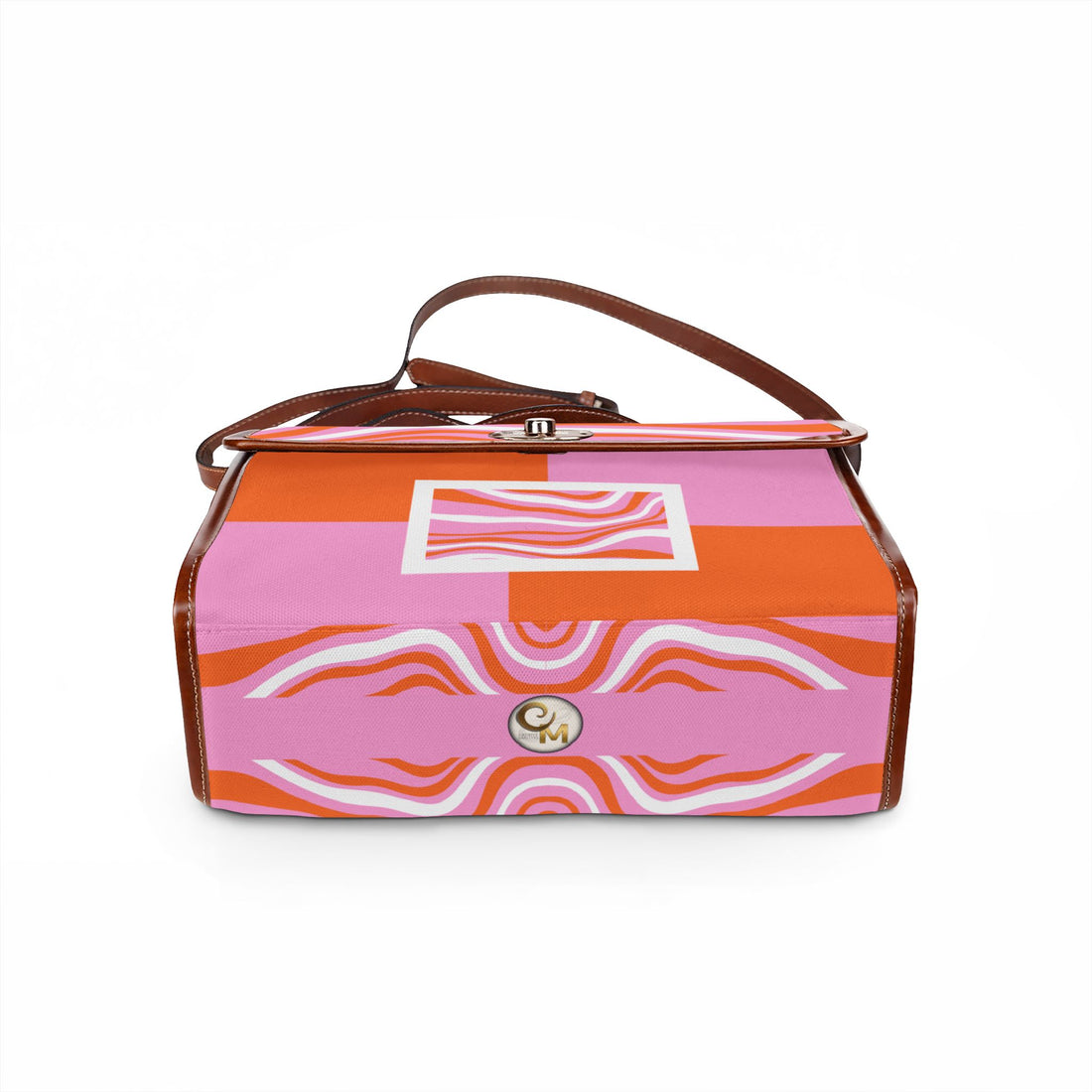 Canvas Bag  70's Pucci— Retro Pink & Orange Wavy Pattern Waterproof Tote