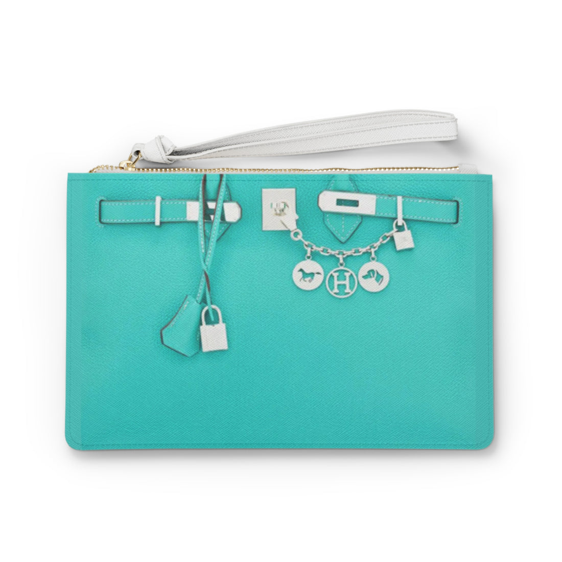 Aqua Inspired Clutch Bag — Saffiano Wristlet