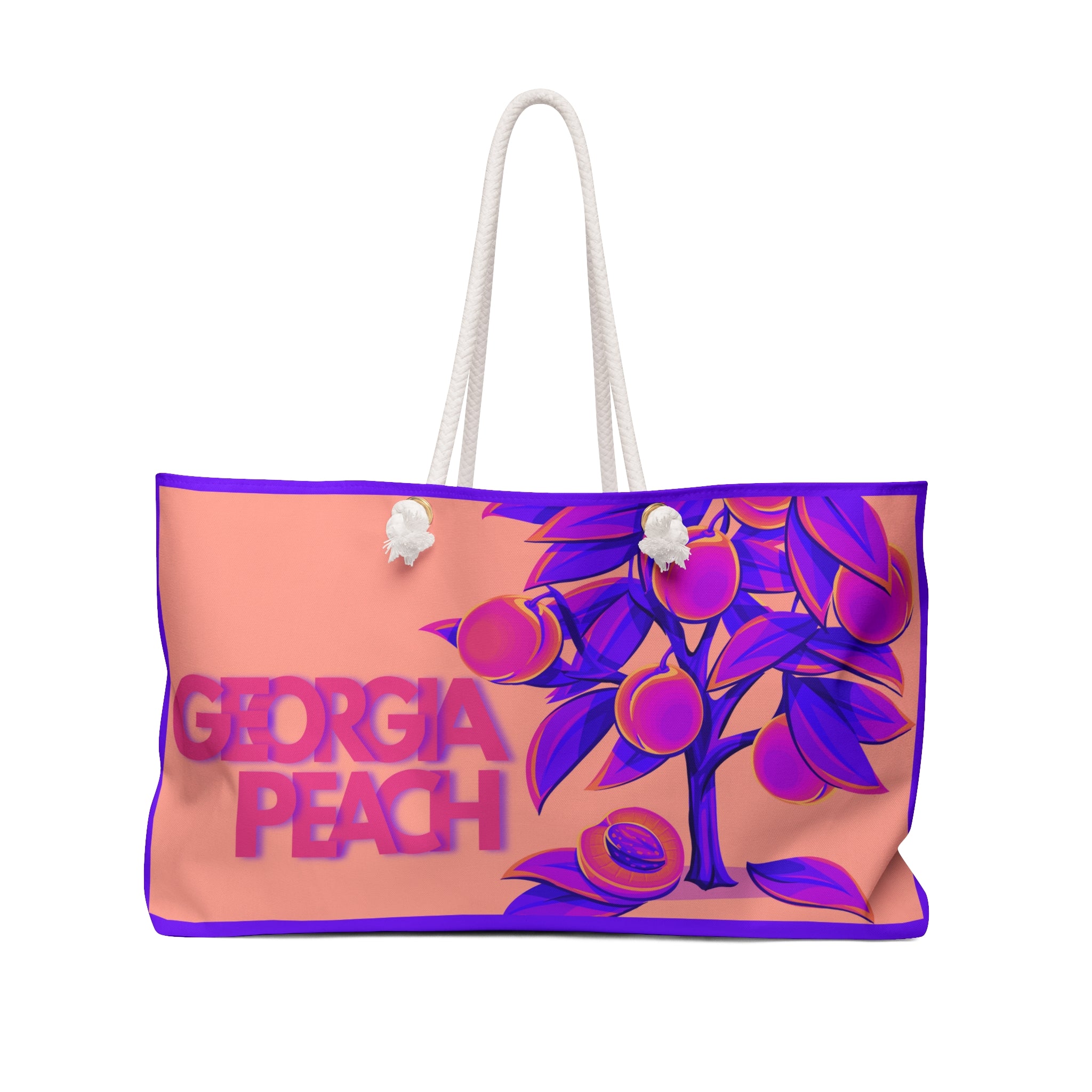 Georgia Peach Map Tote — Oversized 24"x13" Rope-Handle Beach Tote