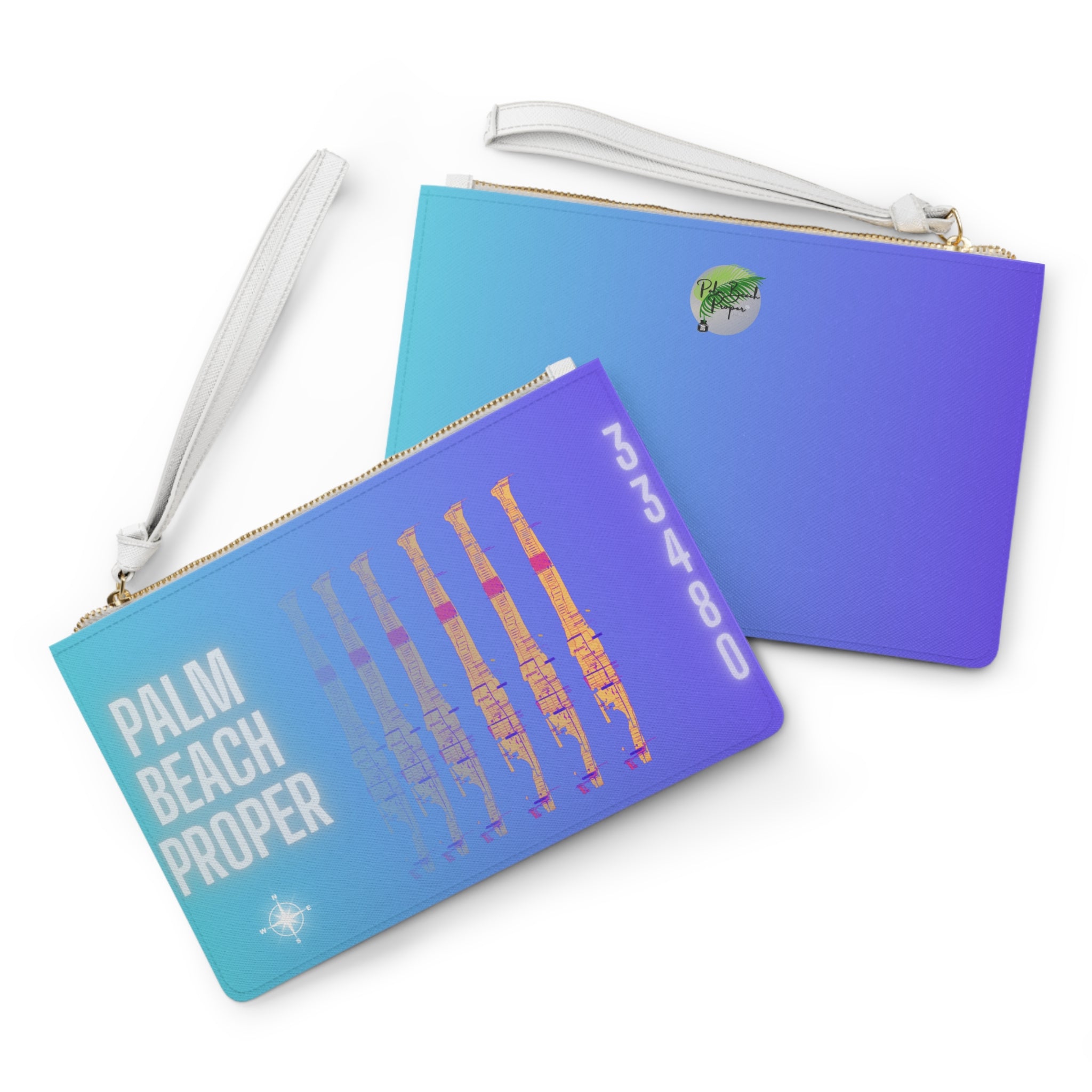 PB Map Clutch Bag — Map Print Saffiano Wristlet