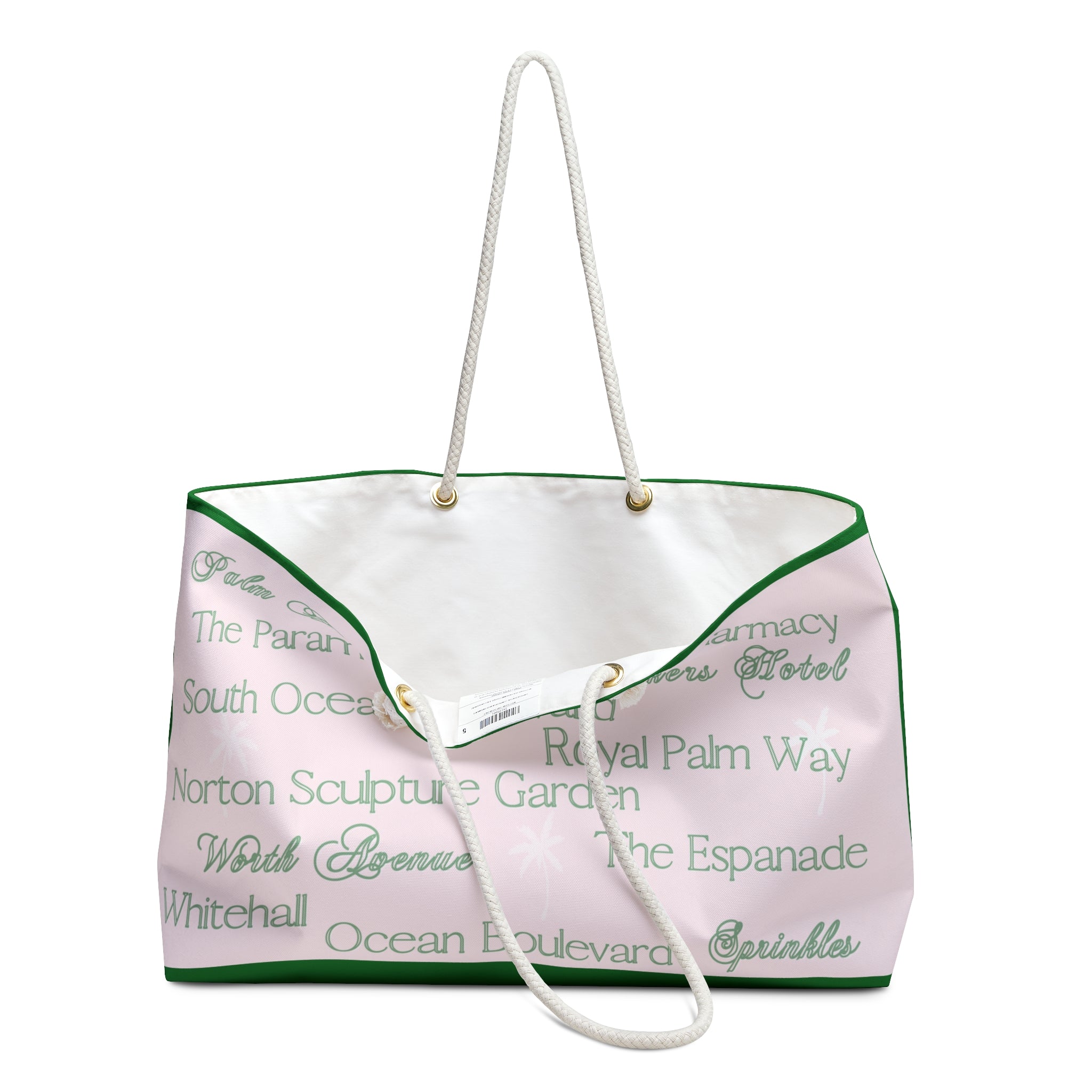 CM Pink and Green Palm Beach Tote – Oversized Canvas Bag