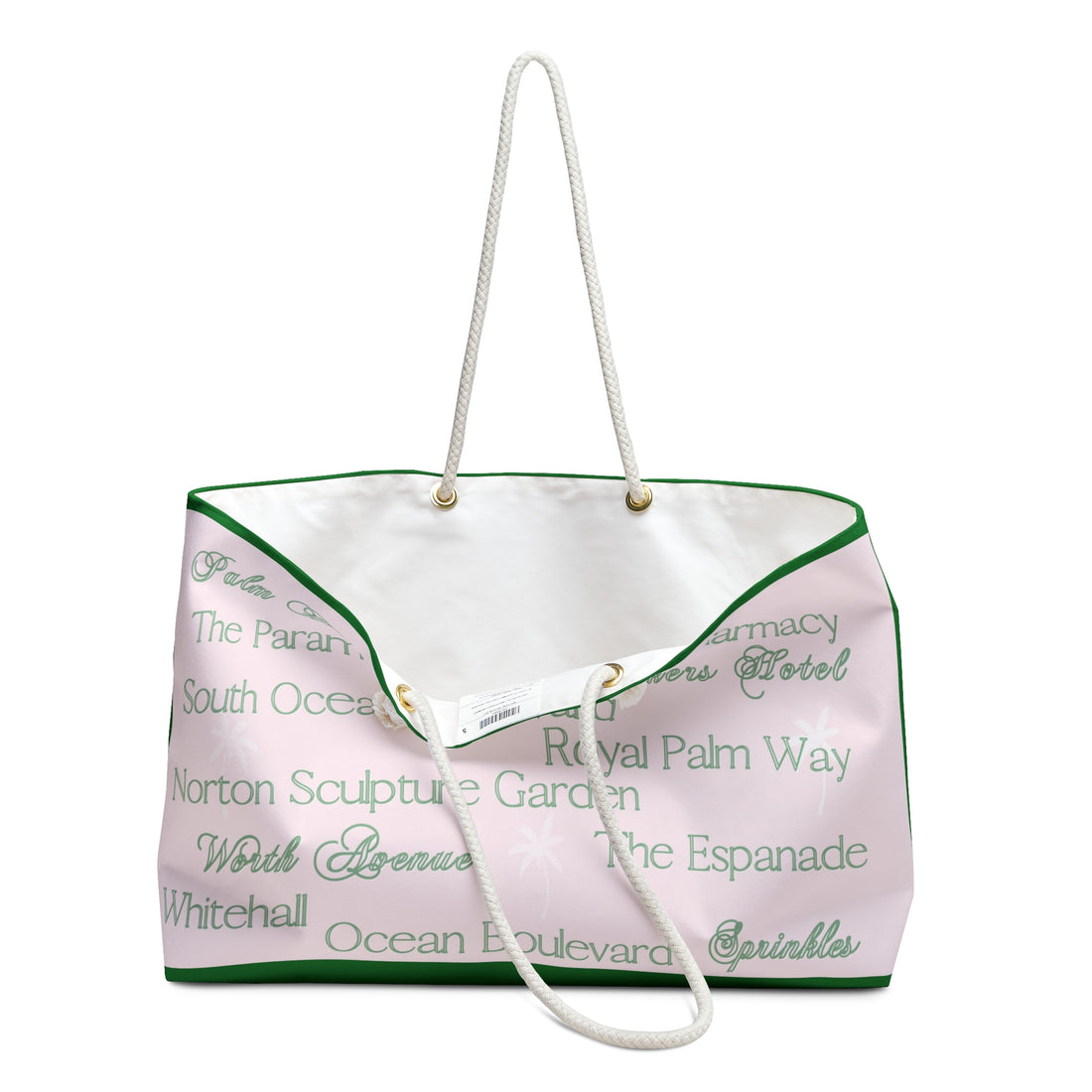 CM Pink and Green Palm Beach Tote – Oversized Canvas Bag