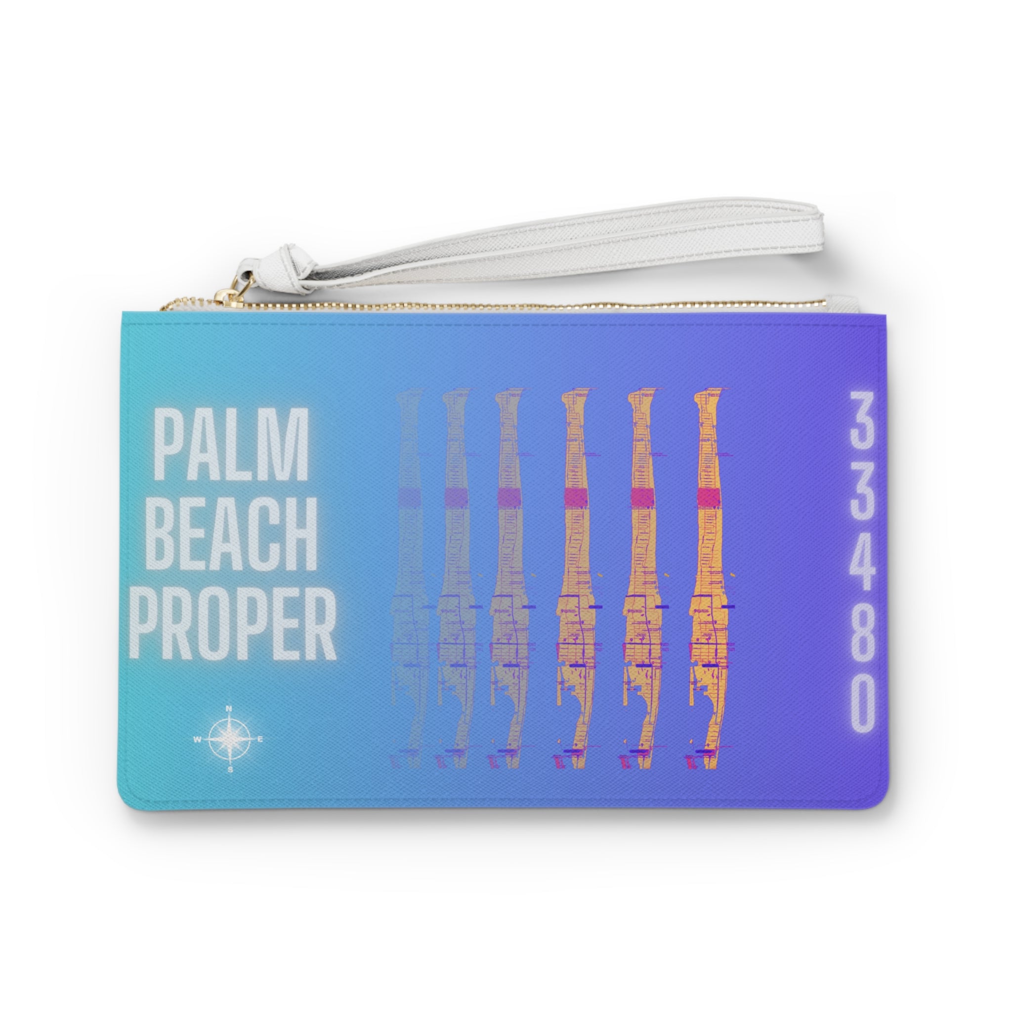 PB Map Clutch Bag — Map Print Saffiano Wristlet