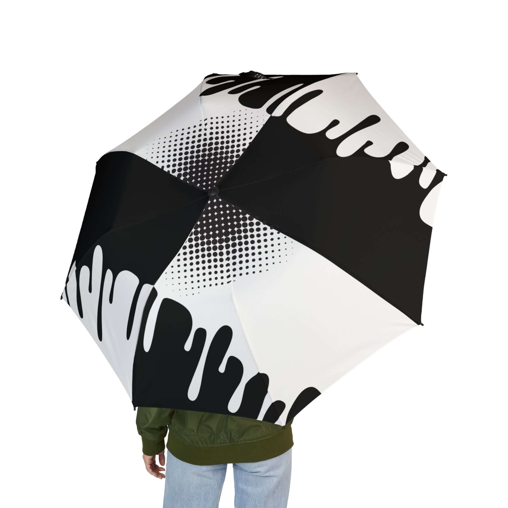 Chic Drip Umbrella - Stylish Foldable Umbrella for Rainy Days, Black and White Design, Gift for Her, Trendy Accessory, Everyday Use, [...] – Accessories by Cre8ive Masters