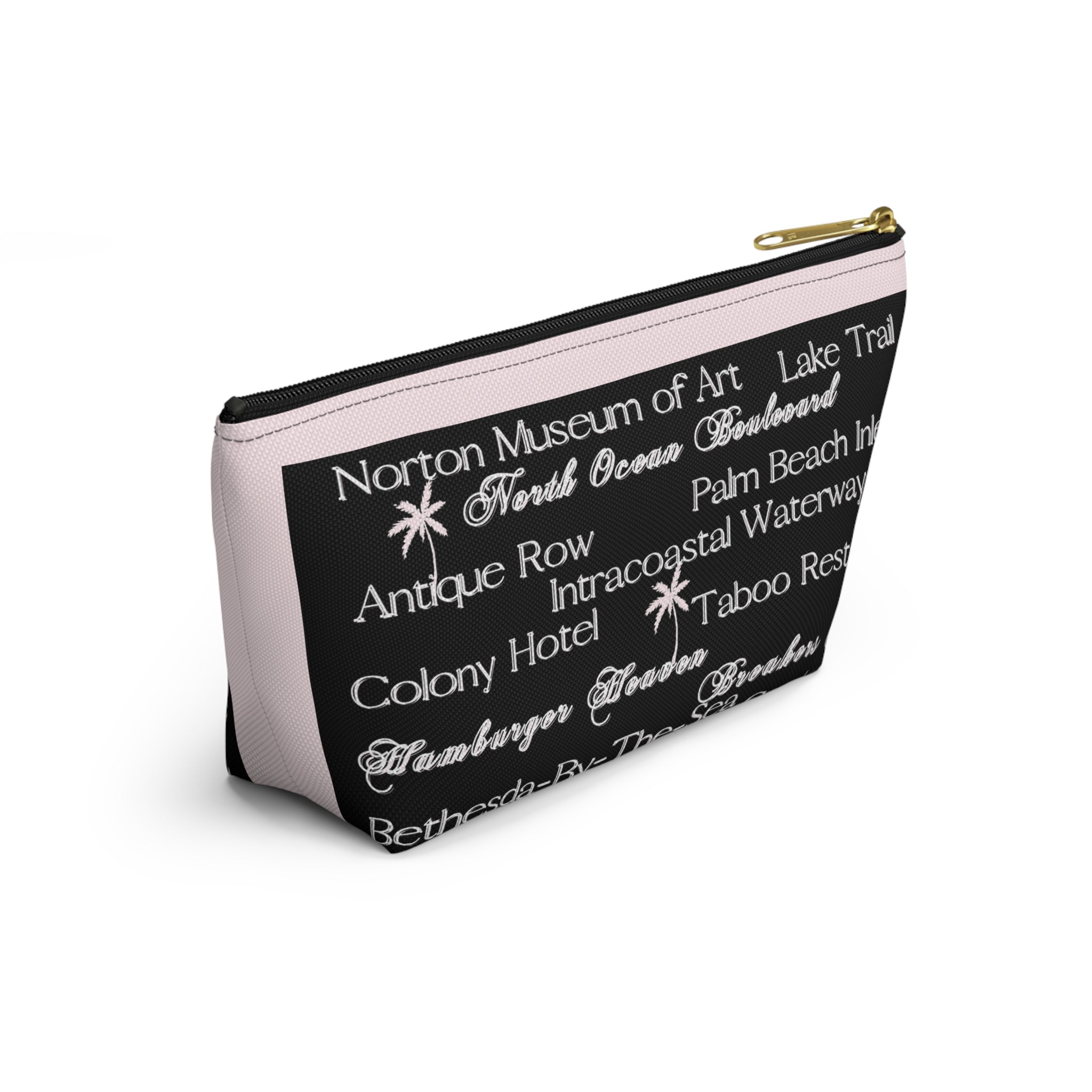 Accessory Pouch w T-bottom Palm Beach blk pnk
