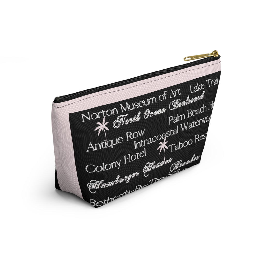 Accessory Pouch w T-bottom Palm Beach blk pnk