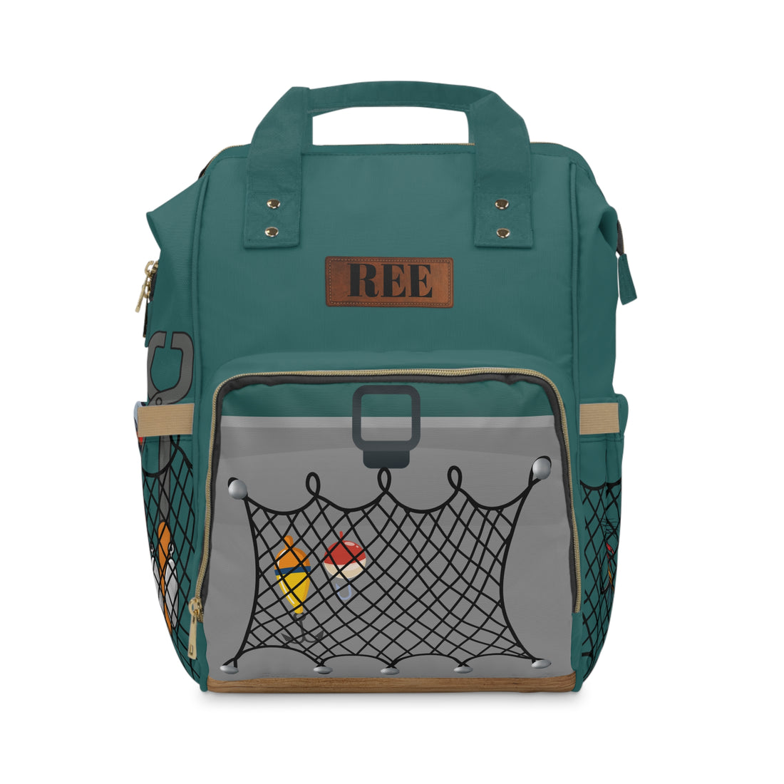 Diaper Backpack posing as a tackle Box for Dad