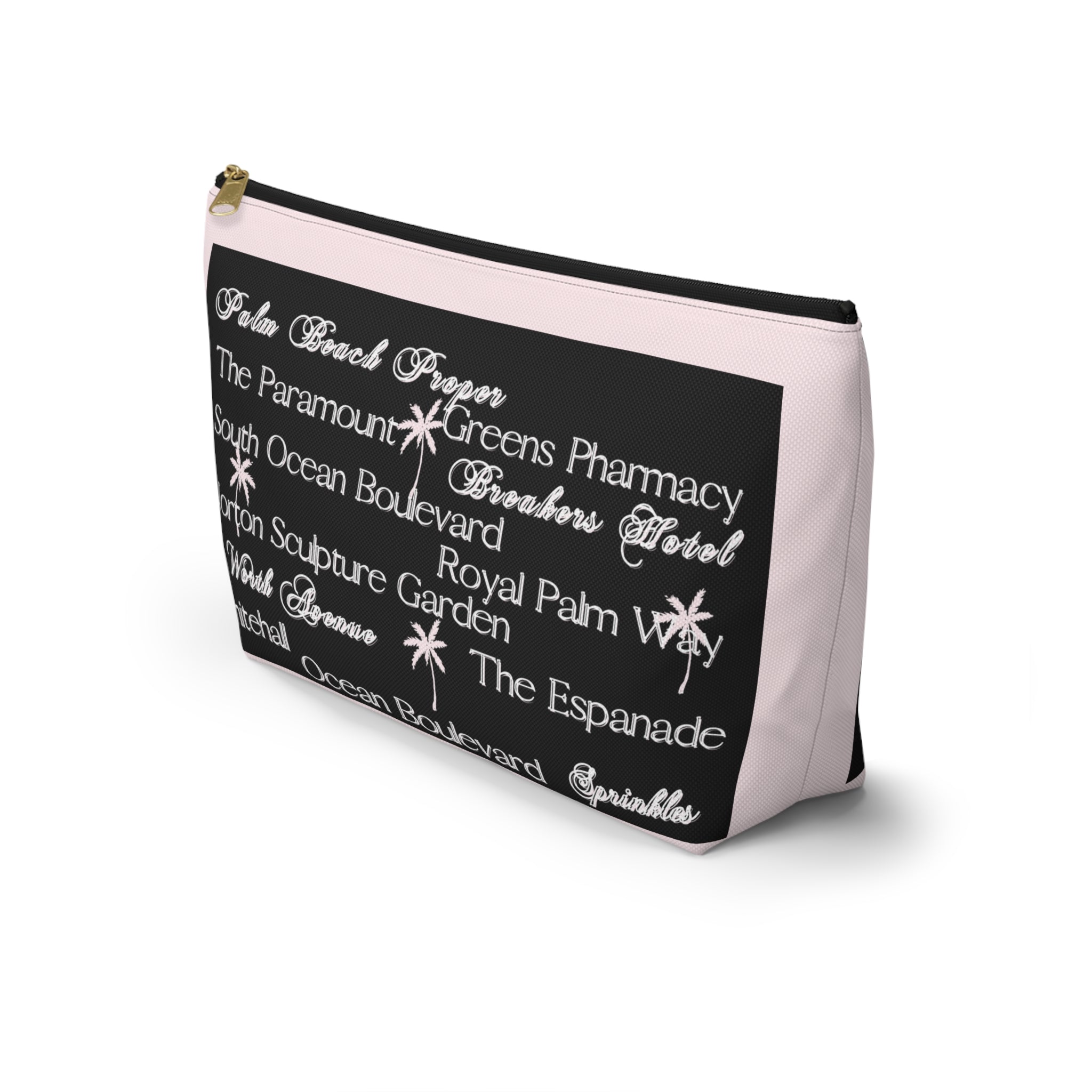 Accessory Pouch w T-bottom Palm Beach blk pnk