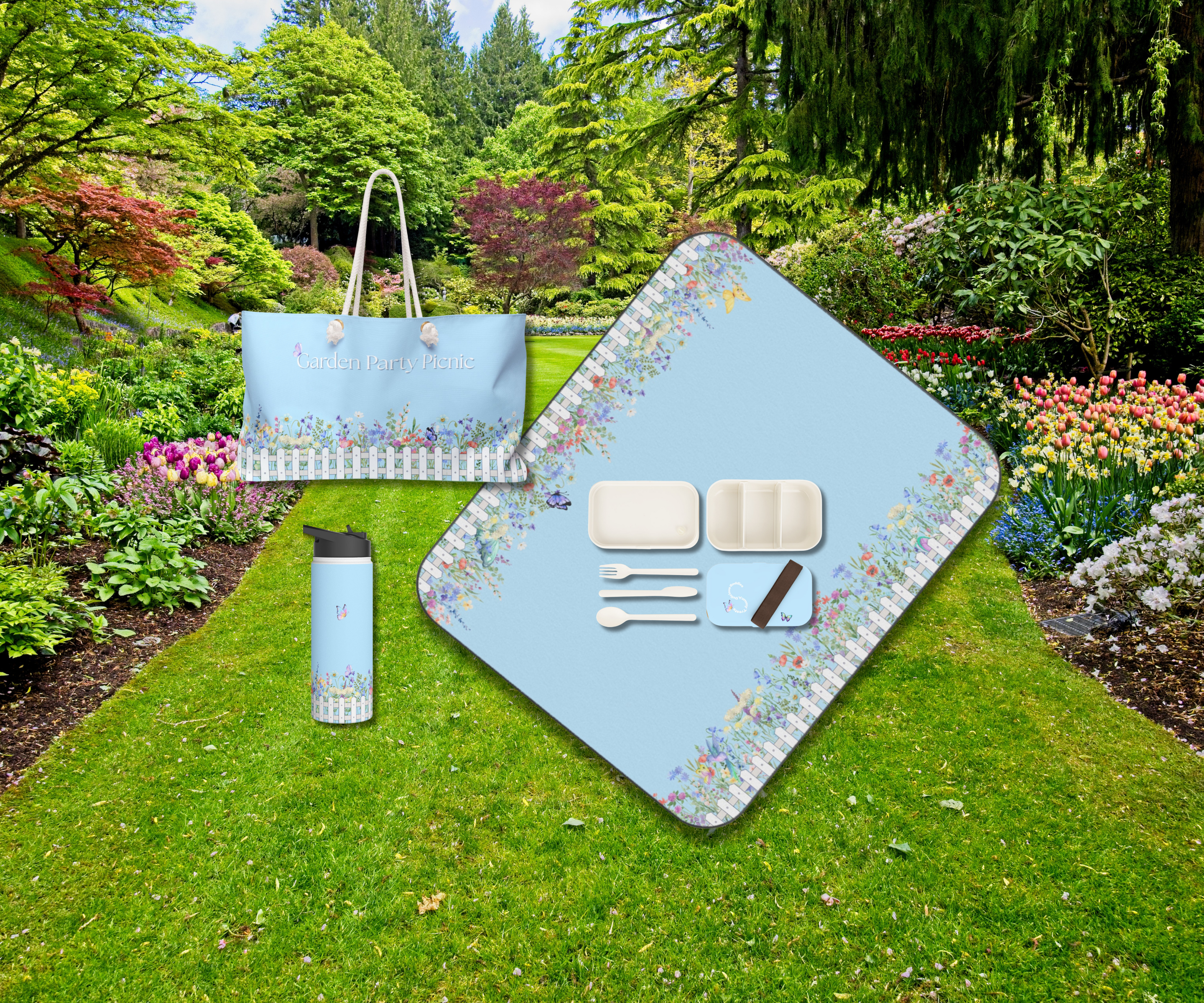 Garden Party Picnic Kit for 1 - 4pc